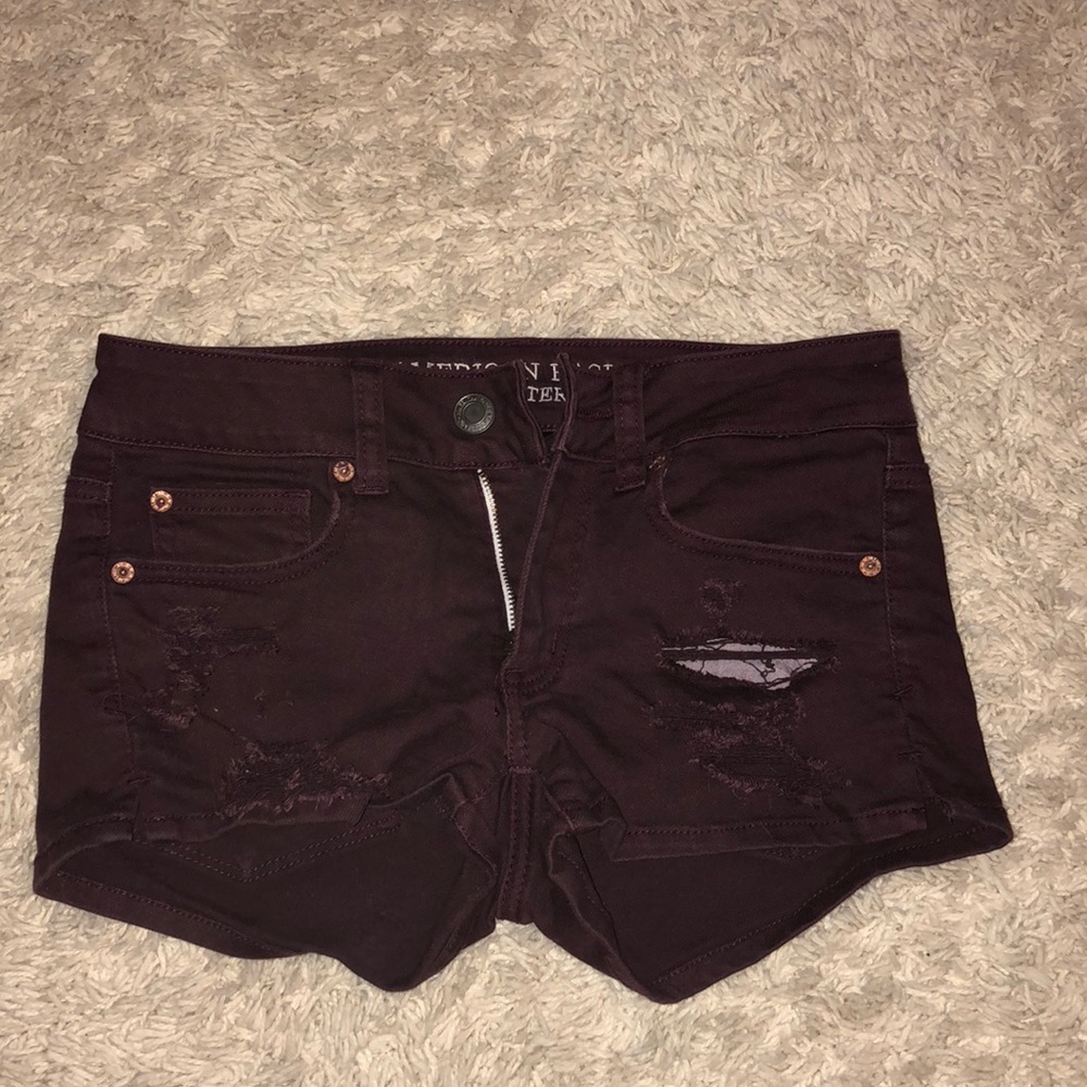 Maroon shortie shorts from American Eagle.